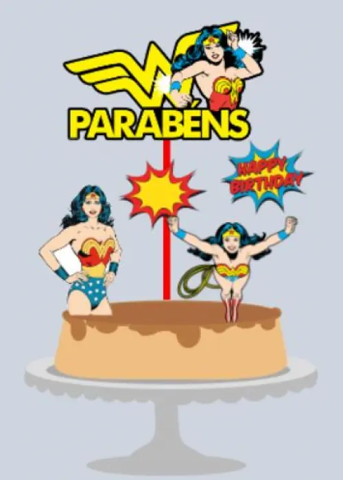 Topo de Bolo Mulher Maravilha
