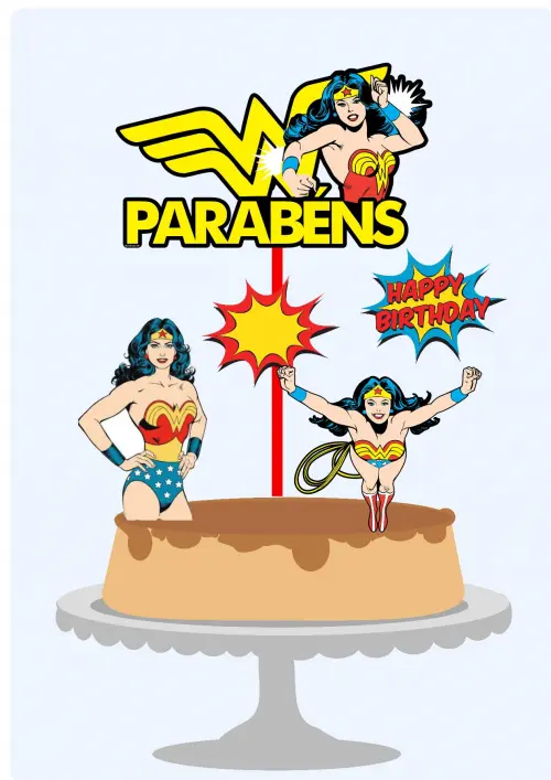 Topo de Bolo Mulher Maravilha