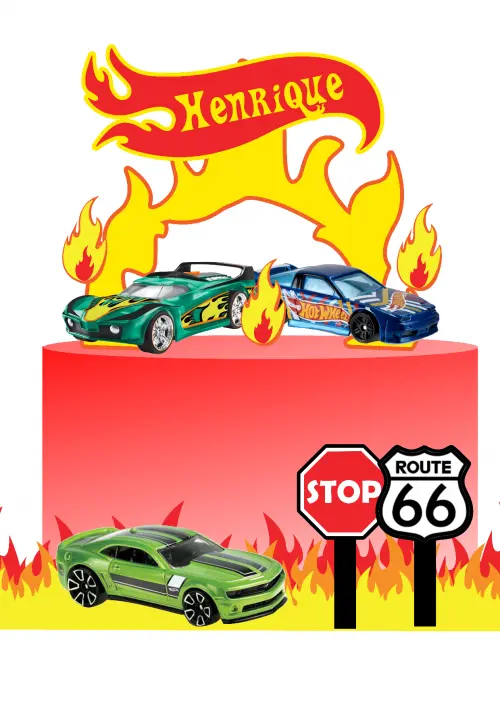 Topo de bolo Hotwheels