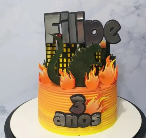 Topo de Bolo Godzila