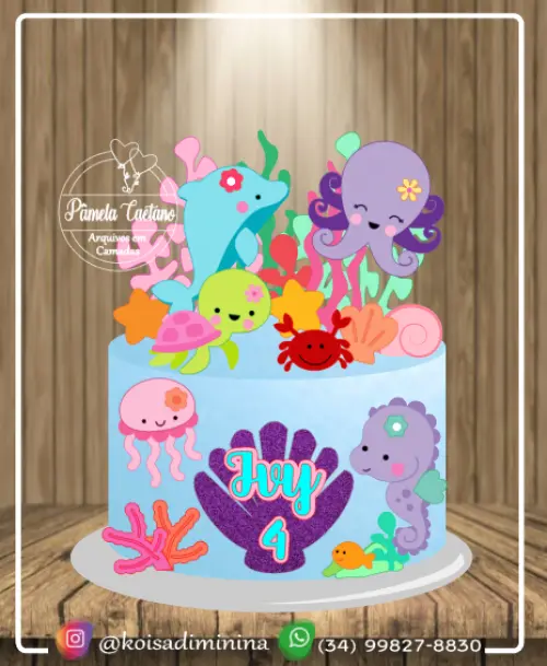 Topo de Bolo Fundo do Mar