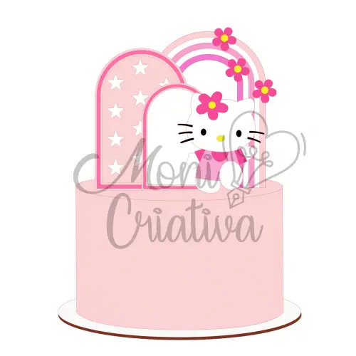 Topo de Bolo Hello Kitty