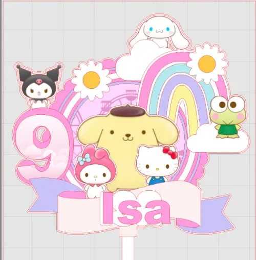 Topo de Bolo Hello Kitty