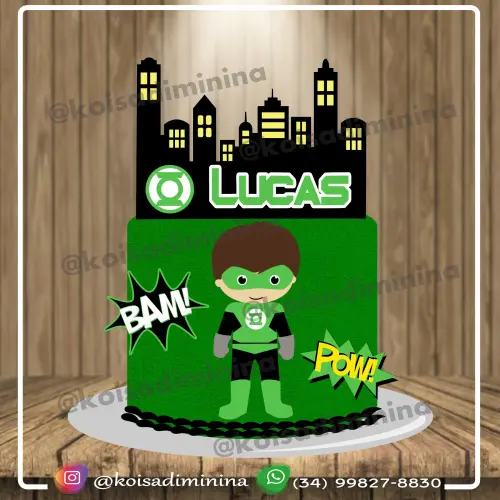 Topo de bolo lanterna verde