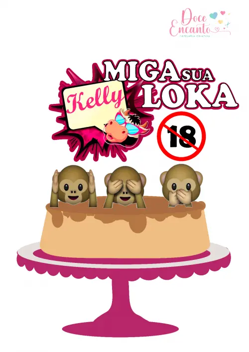 Topo de Bolo Miga sua Loka