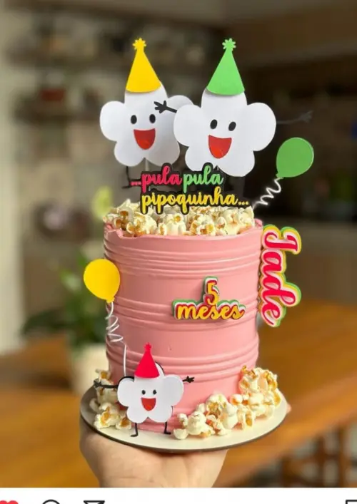 Topo de bolo Pipoquinha