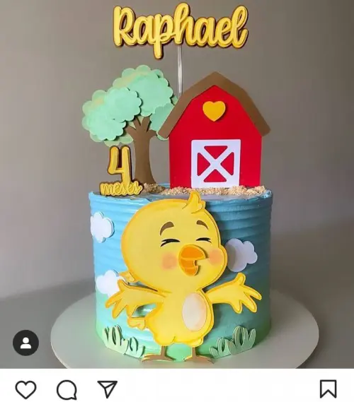 Topo de Bolo Pintinho Amarelinho