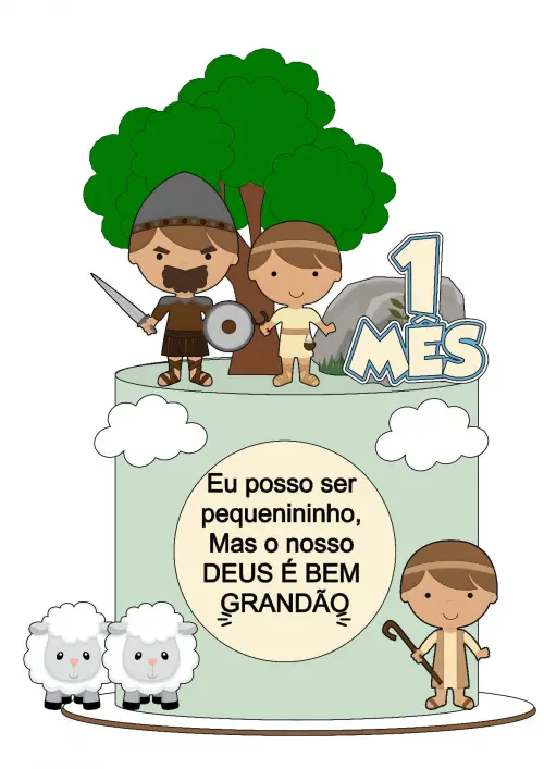 topo de bolo Davi e Golias