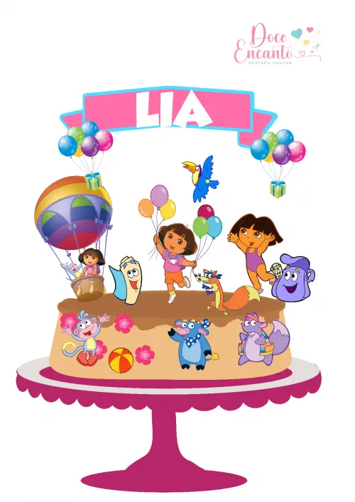 Topo de Bolo Dora aventureira