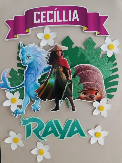 Topo de Bolo Princesa Raya