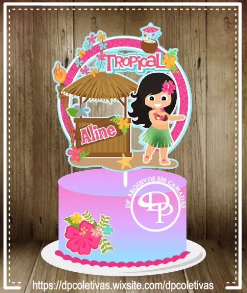 Topo de bolo Hawaiana