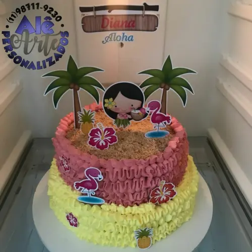 Topo de bolo Hawaiana