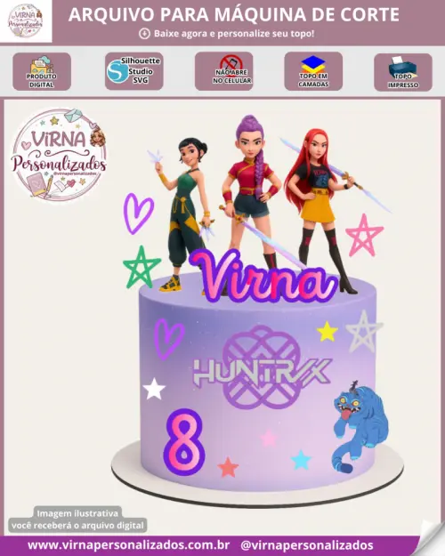 Topo de Bolo KPOP Demon Hunters