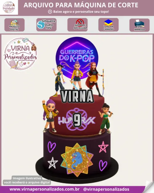 Topo de Bolo KPOP Demon Hunters