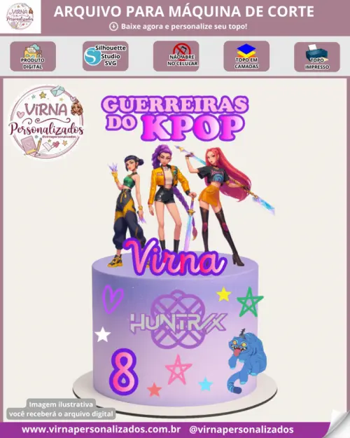 Topo de Bolo KPOP Demon Hunters