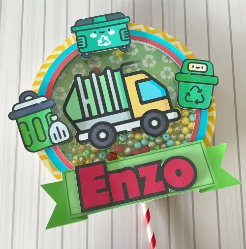 Topo de Bolo Caminhão de Lixo