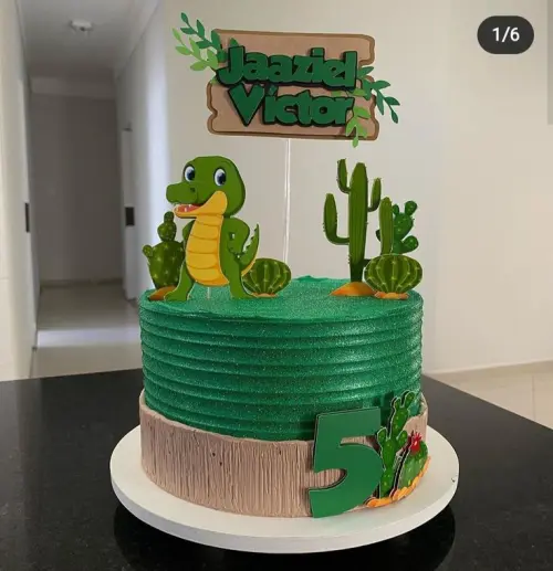 Topo de Bolo Crocodilo Dinossauro