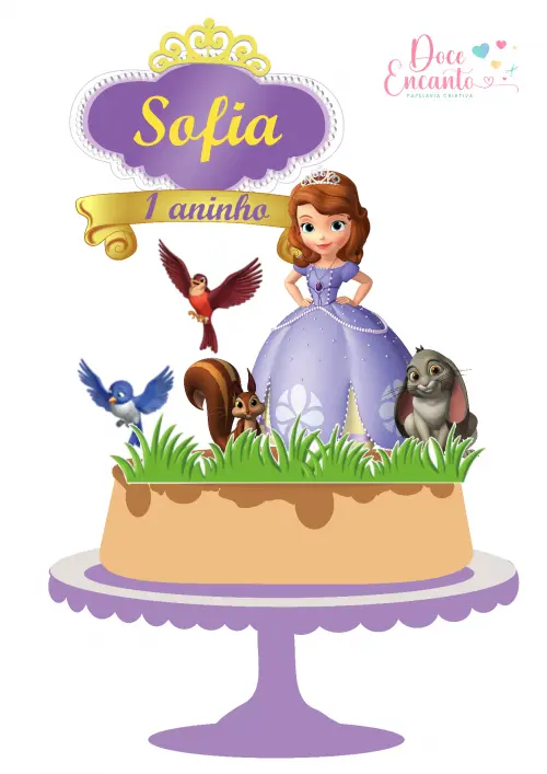 Topo de Bolo Princesa Sofia