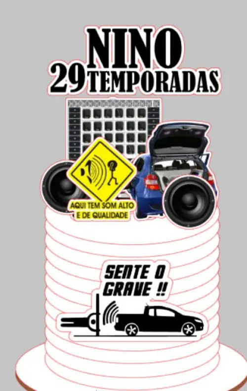 Arquivo de corte topo de bolo Carro de som