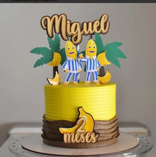 Topo de bolo Bananas de Pijama