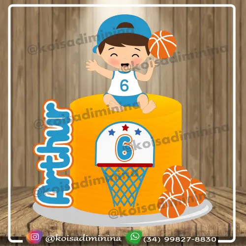 Topo de bolo Basquete