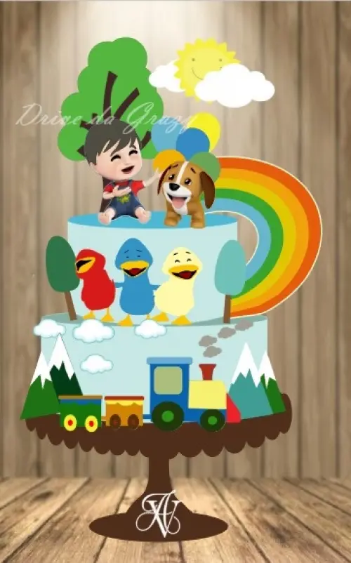 Topo de Bolo Bento e Totó