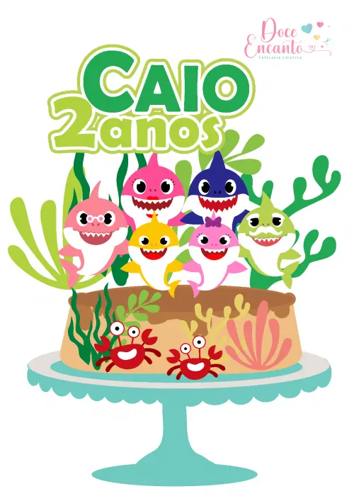 Topo de bolo Baby Shark