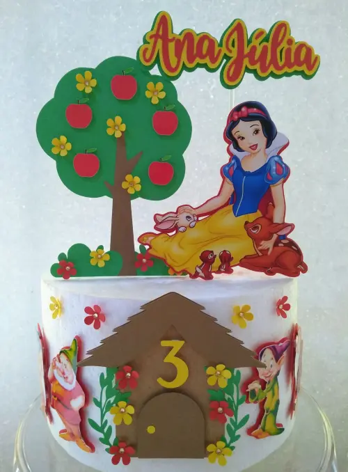 Topo de Bolo Branca de Neve