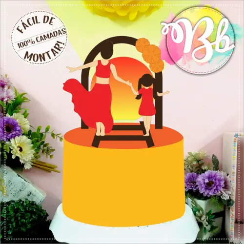 Topo de bolo Mãe e filha