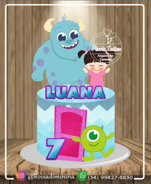 Topo de Bolo Monstros SA