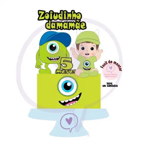 Topo de Bolo Monstros SA