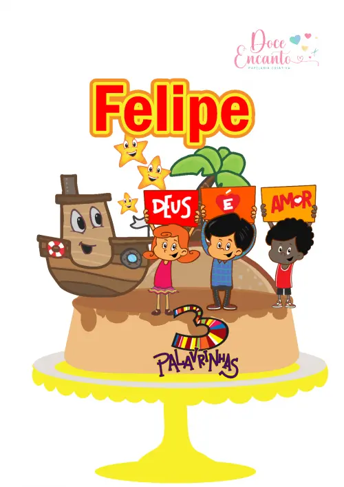 Topo de Bolo 3 Palavrinhas