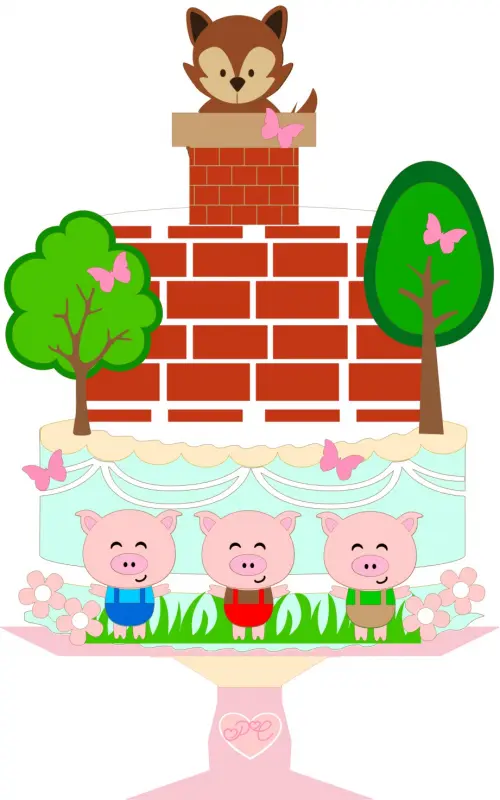 Topo de bolo 3 Porquinhos