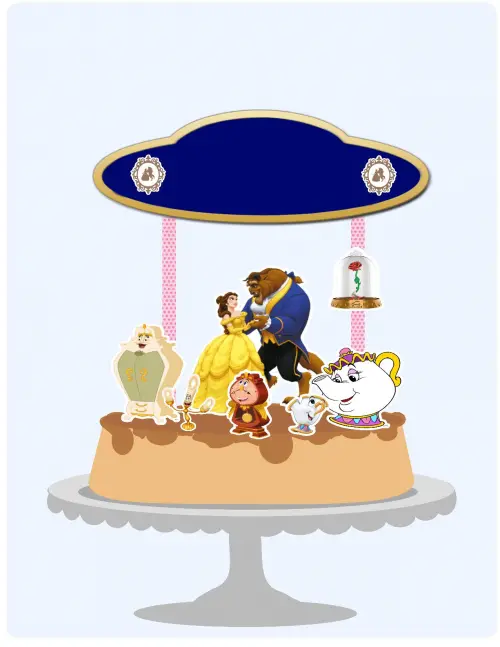 Topo de bolo A bela e a fera