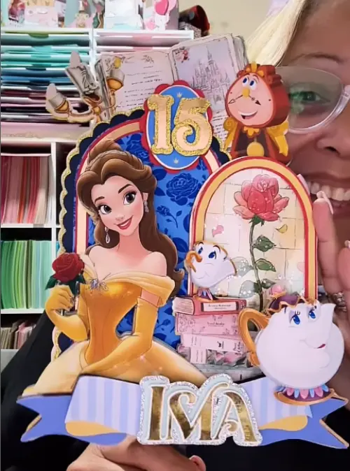 Topo de bolo A bela e a fera