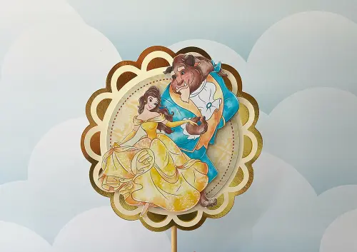 Topo de bolo A bela e a fera