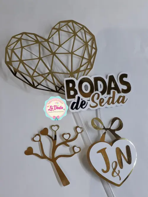 Topo de bolo Bodas de seda