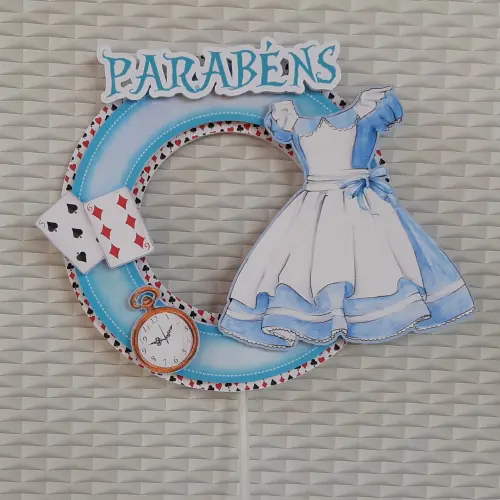 Topo de bolo Alice no País das Maravilhas
