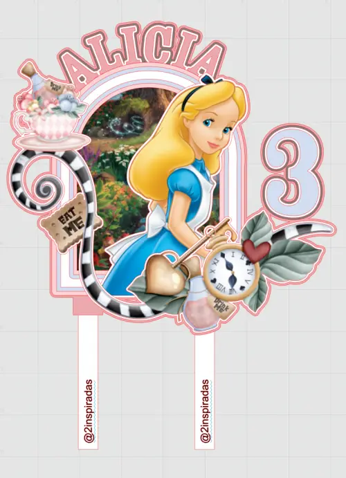 Topo de bolo Alice no País das Maravilhas