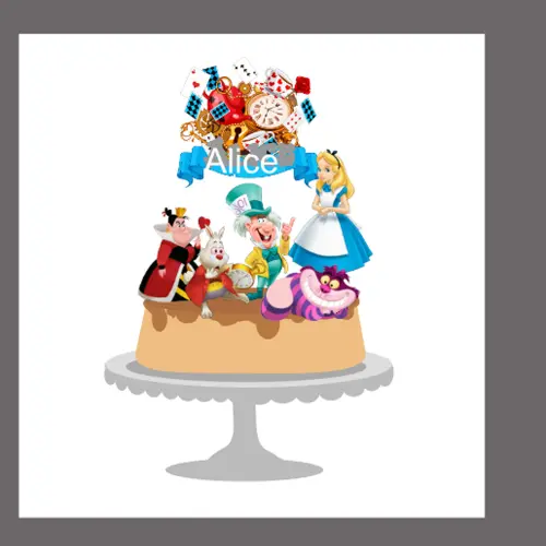 Topo de bolo Alice no País das Maravilhas
