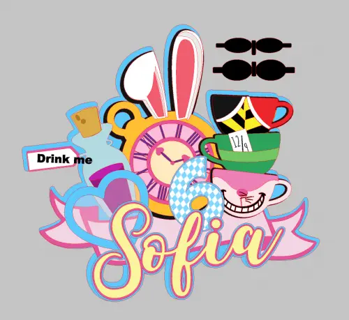 Topo de bolo Alice no País das Maravilhas