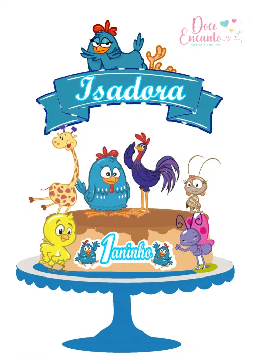 Topo de Bolo Galinha PIntadinha