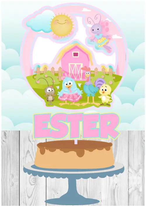 Topo de Bolo Galinha PIntadinha