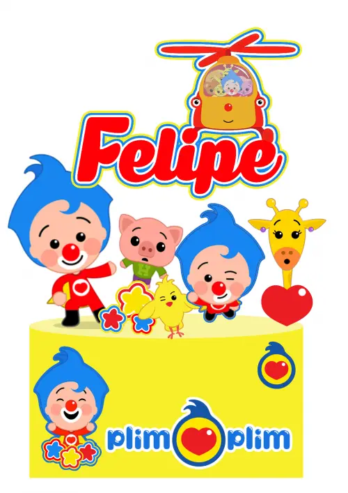 Topo de Bolo Palhaço Plim Plim