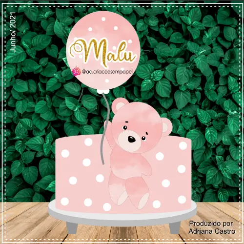 Topo de bolo Ursinha