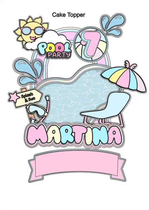 Topo de Bolo Pool Party