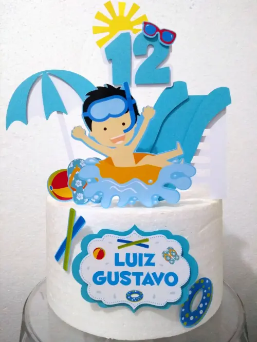 Topo de Bolo Pool Party