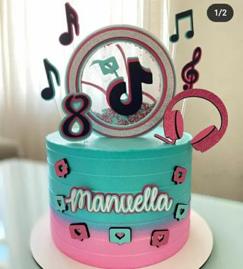 Topo de Bolo Tik e Tok