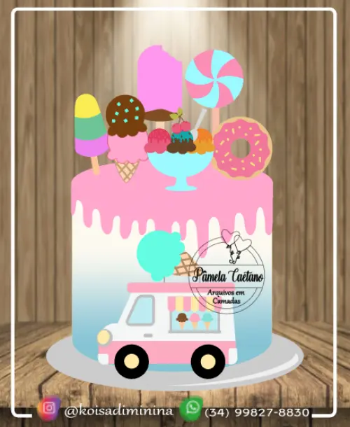 Topo de Bolo Sorvete