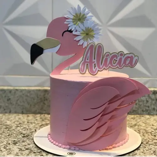topo de bolo Flamingo